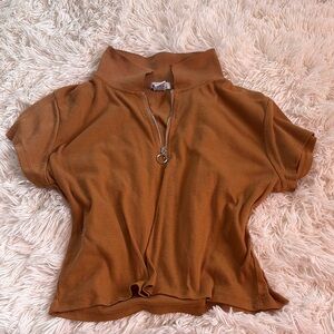 Women's Tan Zip-Up Top
